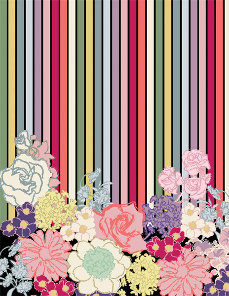 STRIPES AND KIMONO FLOWERS